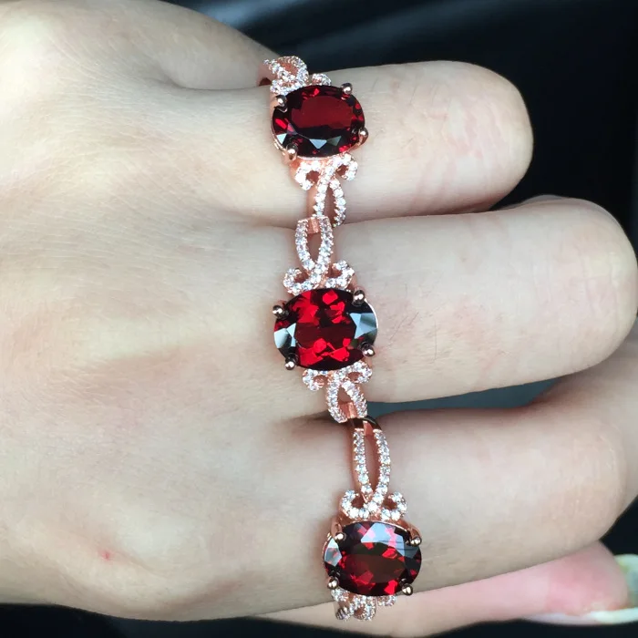 Очаровательный натуральный гранатовый камень кольцо 925 серебряное кольцо для женщин, с ремешком вокруг лодыжки, украшенные бантиком и кольцо на день рождения, подарок на год