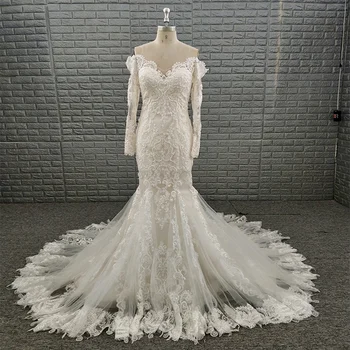 

2020 Latest Design Sweetheart Off Shoulder Long Sleeve Mermaid Bridal Dress Wedding Gown