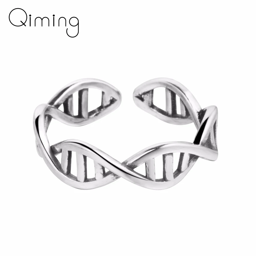 Научная химия старинное Серебряное Кольцо женское молекула DNA Infinity открытые