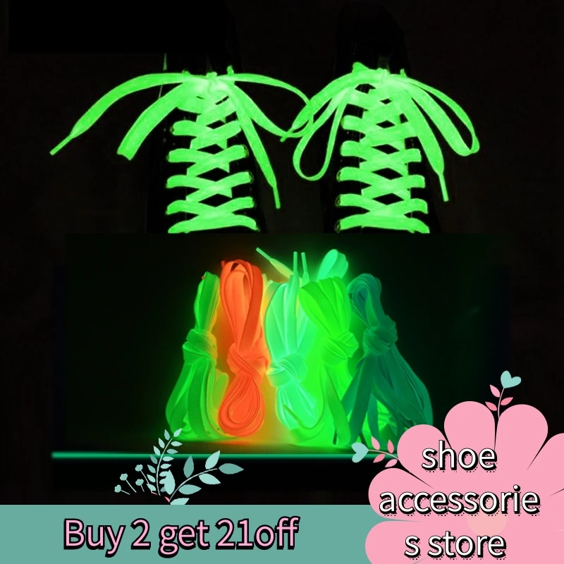 

60 120cm 1 pair of luminous shoelaces flat sneakers canvas shoelaces glow in the dark night fluorescent night run glow shoelaces