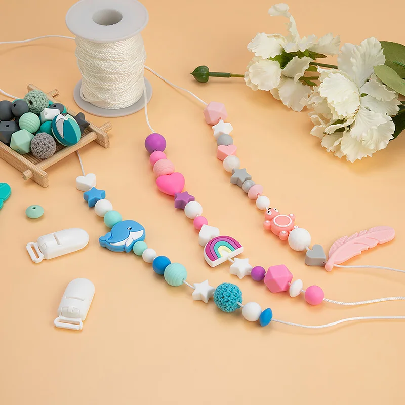 Sensory Chew Necklaces 20-80meter Baby Chewable Necklace Accessories 1.5mm/2mm/2.5mm Satin Silk Nylon Cord for Baby Pacifier Chain DIY Tools