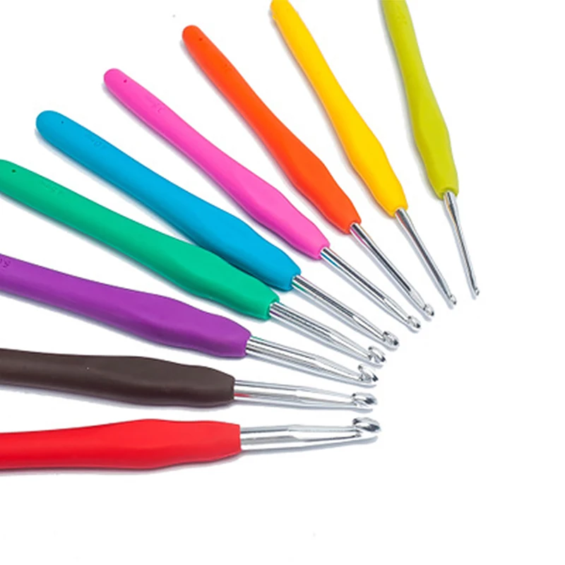 1Pcs 2.0-10.0mm Rubber Handle Crochet Hooks Needles Knit Weave Craft Yarn Sewing Tools Crochet Knitting Needles