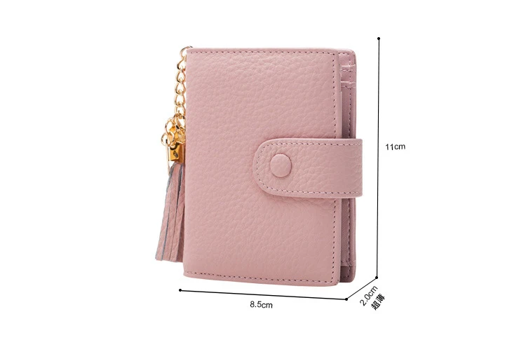 Модный женский короткий кошелек, черный, розовый, кожаный кошелек для монет, женская сумочка с кисточками для монет, денег, карт