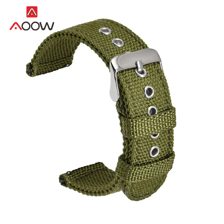 Нейлоновый ремешок 18 мм 20 мм 22 мм 24 мм для samsung Galaxy Watch Active2 Amazfit GTR huawei GT 2 армейский зеленый браслет для часов - Цвет ремешка: Army green