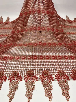 

Most popular Water soluble lace fabric ADPW14 women dress double-colors design Appliqued nice flowers African cord lace Fabric