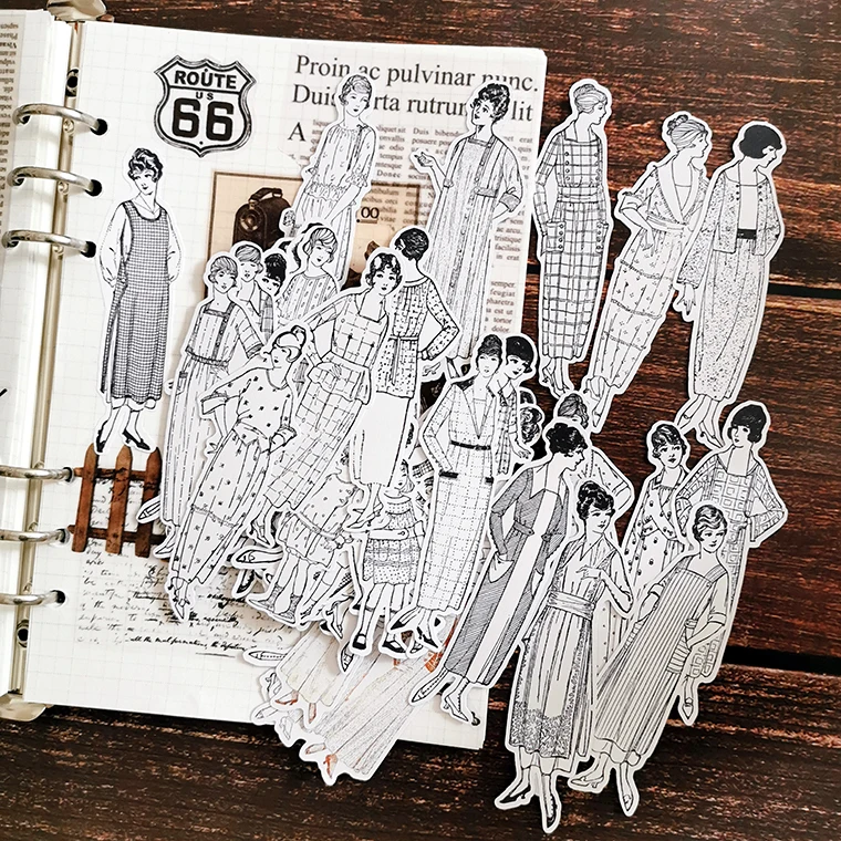 58 шт./пакет черно-белые винтажные Персонажи наклейки для скрапбукинга DIY альбом мусорный журнал счастливый планировщик декоративные наклейки