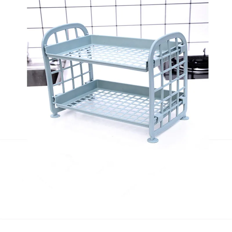 2 Layer Gap Kitchen Storage Rack Plastic Bathroom Shelf Space Saving Organizer Double Cosmetic Storage Shelf