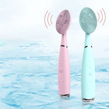 

USB Rechargeable Face Facial Cleansing Brush Silicone Sonic Face Cleaner Deep Pore Cleaning Skin Massager Face Cleansing Brush