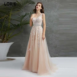 LORIE Cap-Shoulder A-Line Tulle Evening Party Gowns Vestidos De Festa Fashion Appliques Crystals Floor-length Formal Prom Dress