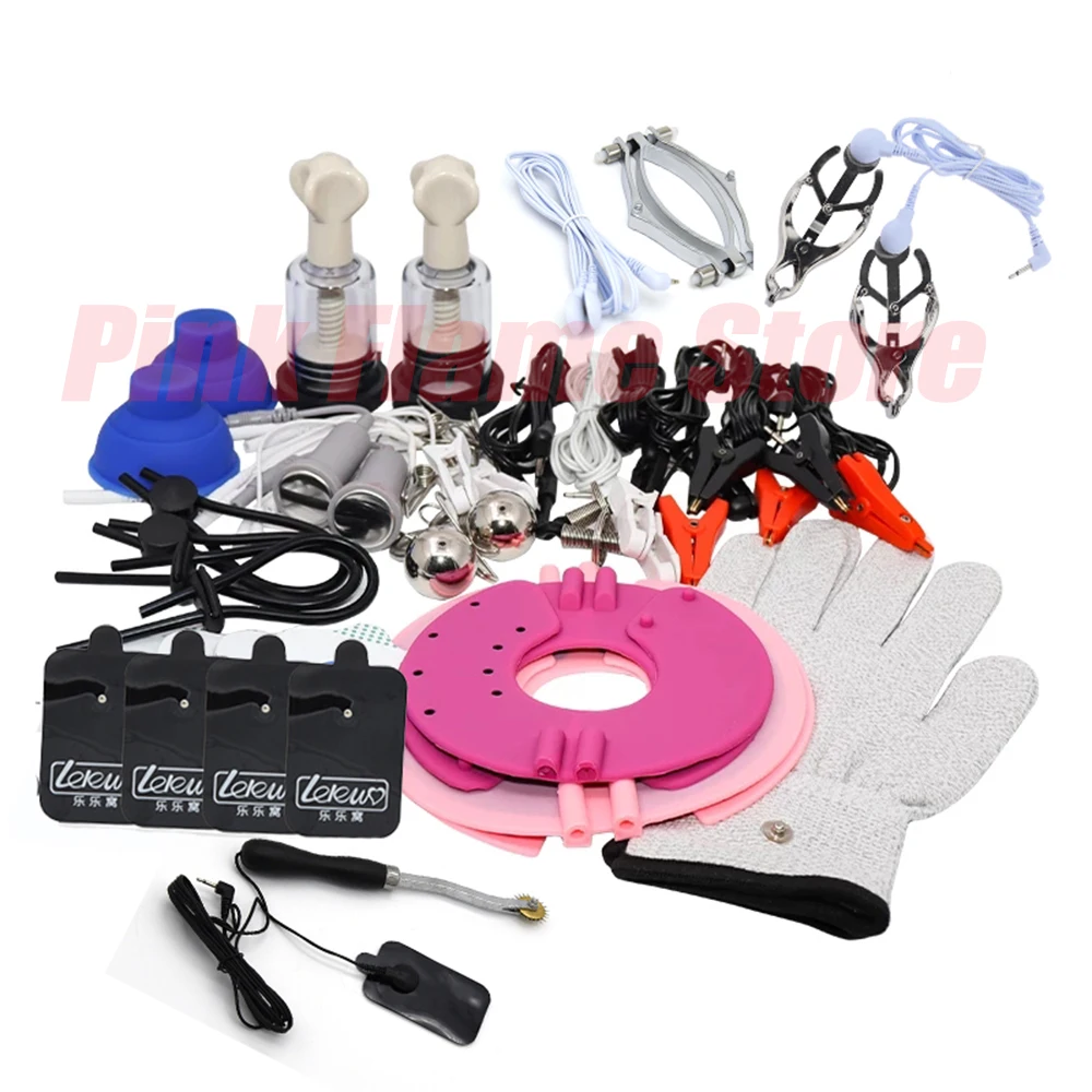 Electric Shock Nipple Clamps Metal Breast Clip Labia Clip Massage Gloves/Pad Sex Toys For SM Bondage Couple Game Flirt Accessory