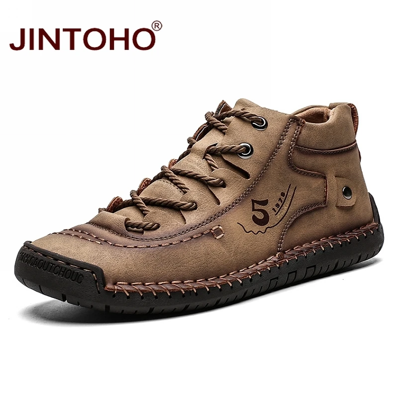 JINTOHO/мужские зимние ботинки из натуральной кожи; модная мужская обувь из натуральной кожи; мужские кожаные ботинки; мужские зимние ботинки; мужские ботинки