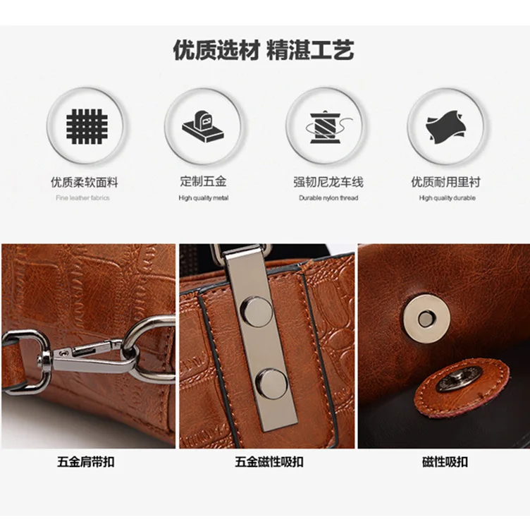 

Europe And America New Style Commuting Handbag Fashion Crocodile Pattern Crossbody Bag Retro Shell Bag