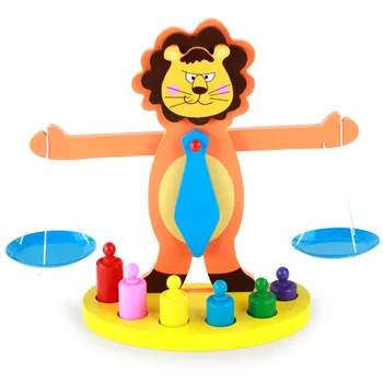 

Wooden children's toys Lion Balancing Scale Montessori teaching wooden balance Game Kids Educational Toy Learn add subtract