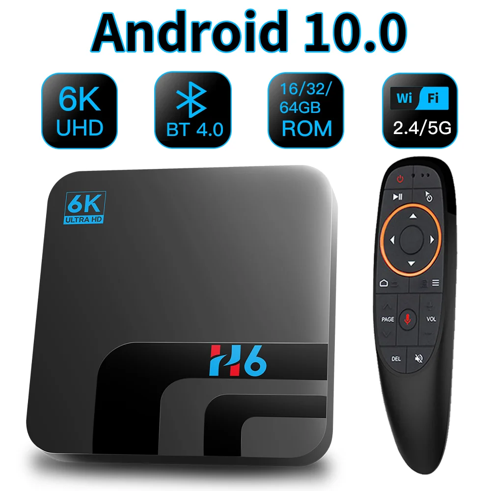 ТВ-приставка HONGTOP android 10 4 + 64 ГБ 2 ГГц и 5G Wi-Fi 6K HD 3D видео H.265 madia смарт-ТВ-приставка |