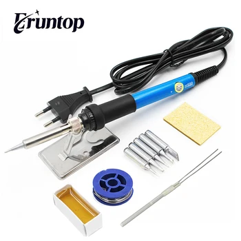 

1 Set 60W New Adjustable Temperature Electric Soldering Iron Welding Solder Rework Station Heat Pencil 5pcs Tips Repair Tool