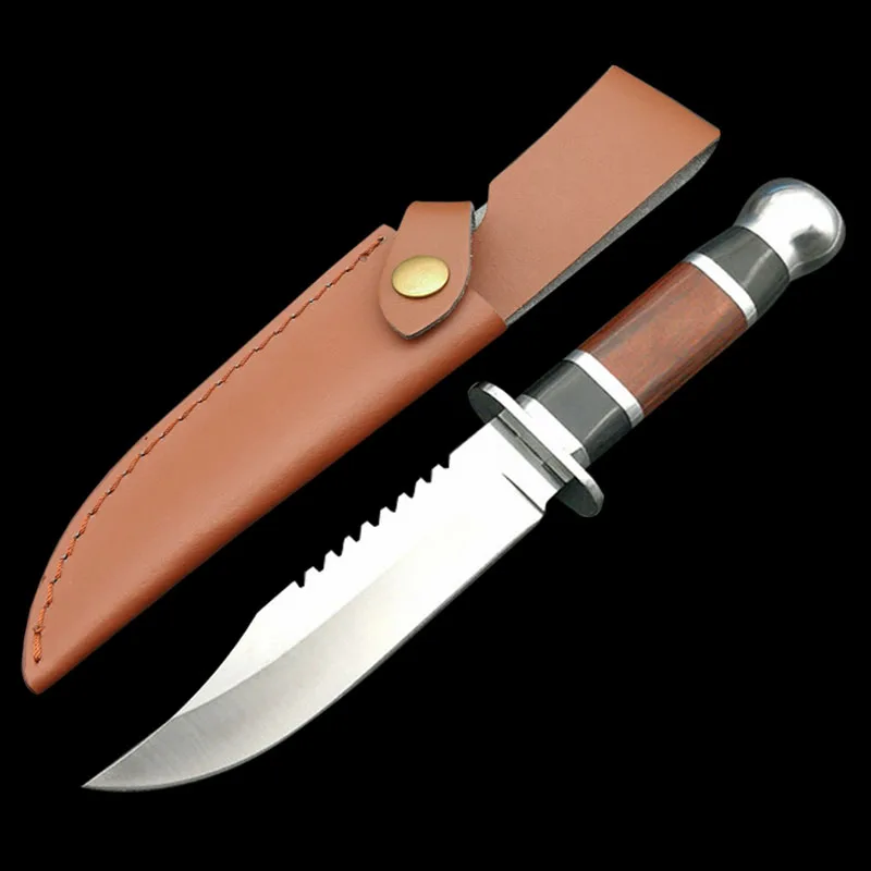 Mengoing открытый охотничий выживания деревянная ручка ножа тактические армейские ножи с фиксированным лезвием кожа/нейлоновая оболочка