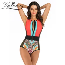 Цельный купальник RashGuard сексуальный купальник для женщин на молнии серфинг для купания костюм монокини для дайвинга геометрический купальный костюм для женщин