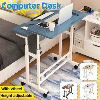 

Foldable Computer Table Adjustable Portable Laptop Desk Rotate Laptop Bed Table Can be Lifted Standing Desk w/Wheel