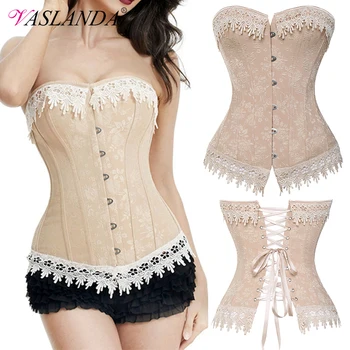 

Women Steampunk Corsets Gothic Clothing Overbust Waist Trainer Bustier Tops Burlesque Corsages Vintage Lace Up Boned Corselet