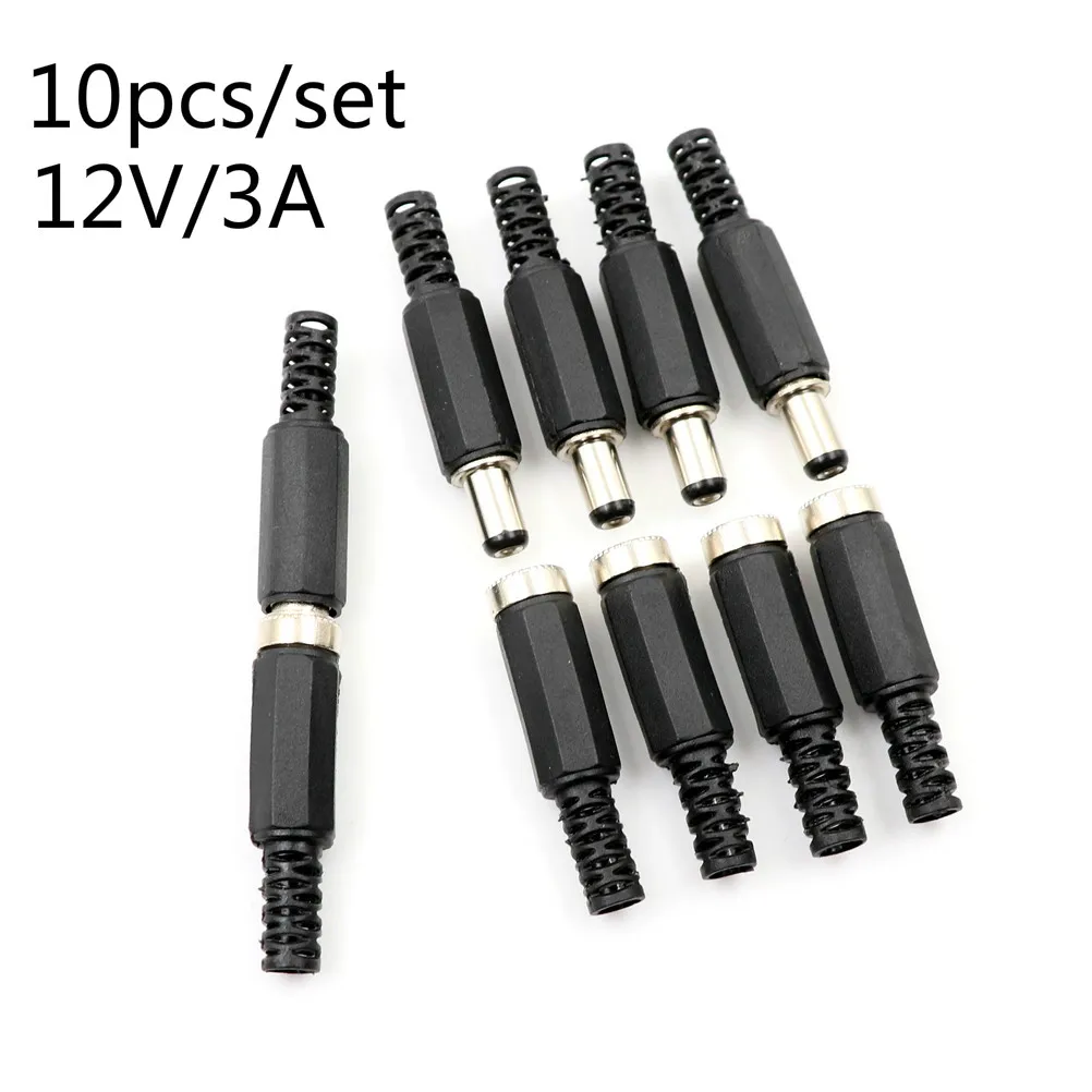 10pcs 12V 3A Plastic Male Plugs + Female Socket Panel Mount Jack DC Power Connector Electrical Supplies