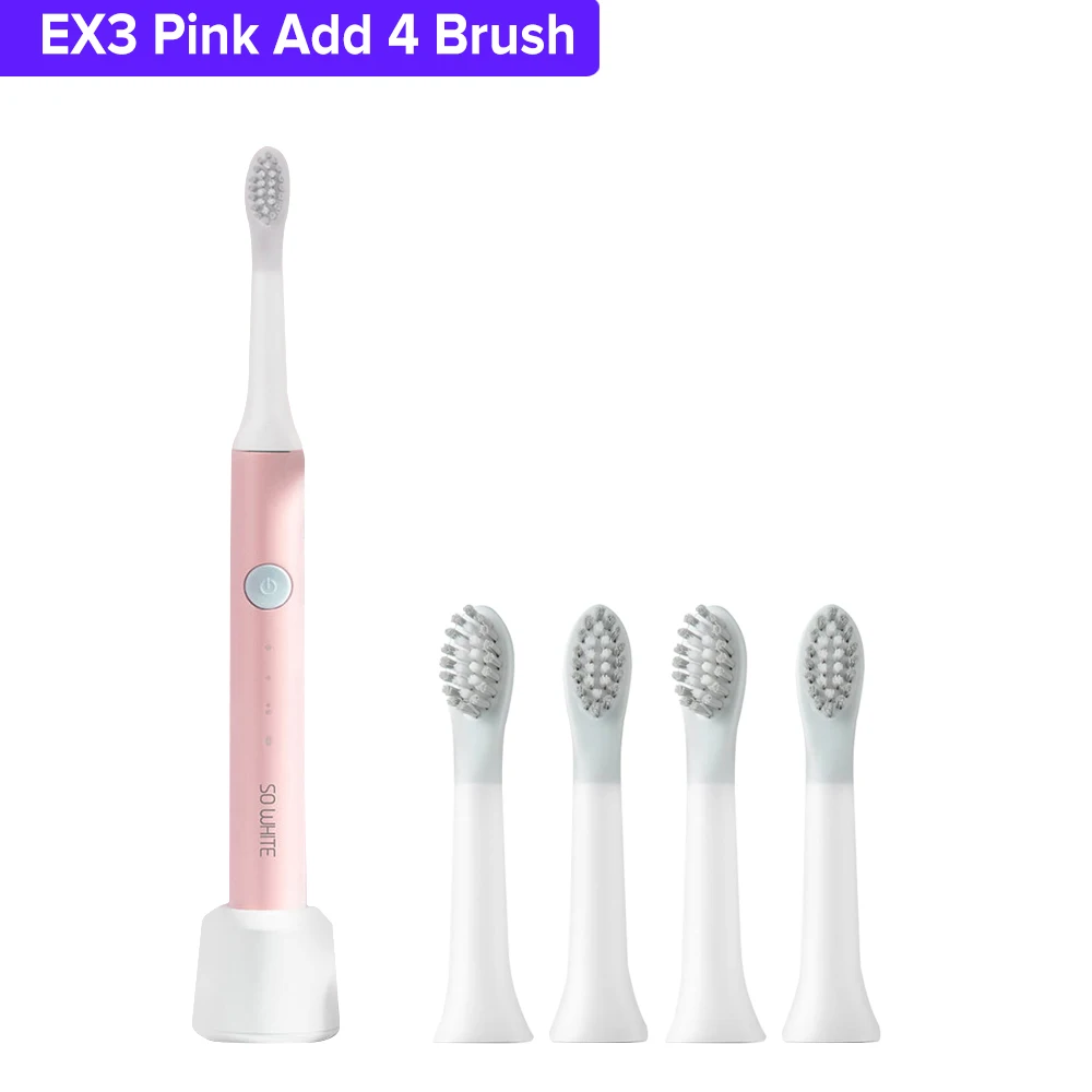 Pink Add 4 Brush Xiaomi SOOCAS sonic, электрическая зубная щетка, ультра Звуковая, автоматическая зубная щетка, для взрослых, водонепроницаемая, для чистки, USB, перезаряжаемая, для SO WHITE - Цвет: Pink Add 4 Brush