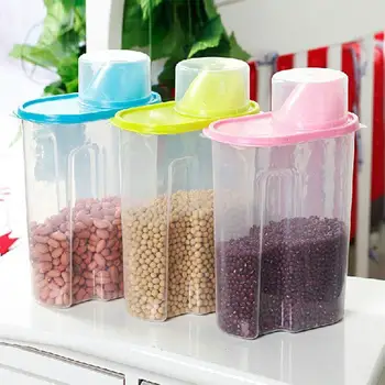 

Sealed Moistureproof Transparent Rotary Storage Kitchen Tank Rotating Millet Barrel Rice Pot Grain Cereal Storage Box with lid