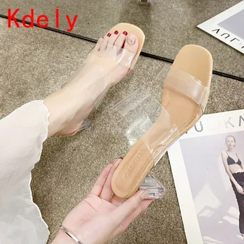 

2020 New Women Sandals PVC Jelly Crystal Heel Transparent Women Sexy Clear High Heels Summer Sandals Pumps Shoes Size