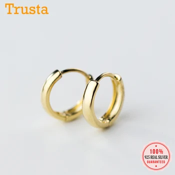 

Trusta 925 Sterling Silver Hoop Geometric 9mm Ear Cuff Clip Earrings For Women Without Piercing Fashion Earings Jewelry DS607