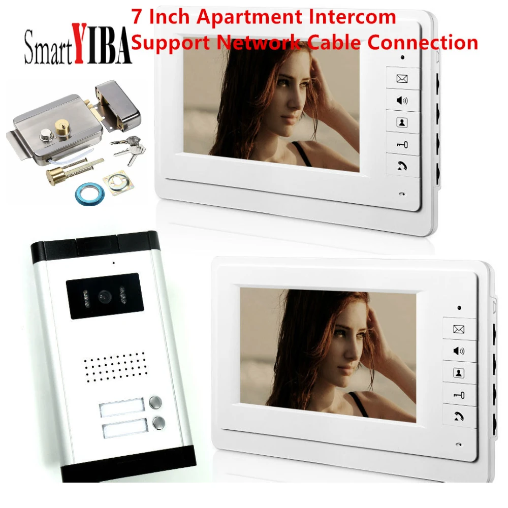 2 Apartments Video Intercom 7 Inch Monitor for 2 Families/Floors Apartment Video Doorbell IR Camera apartment intercom system with door release