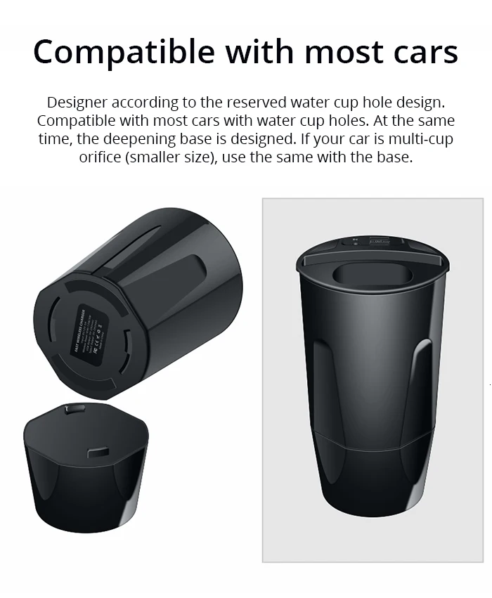 Muljexno беспроводное автомобильное зарядное устройство чашка для iPhone Xs Max Xr 8 автомобильная зарядка для Apple Airpods Qi Беспроводное зарядное устройство для samsung S10 S9