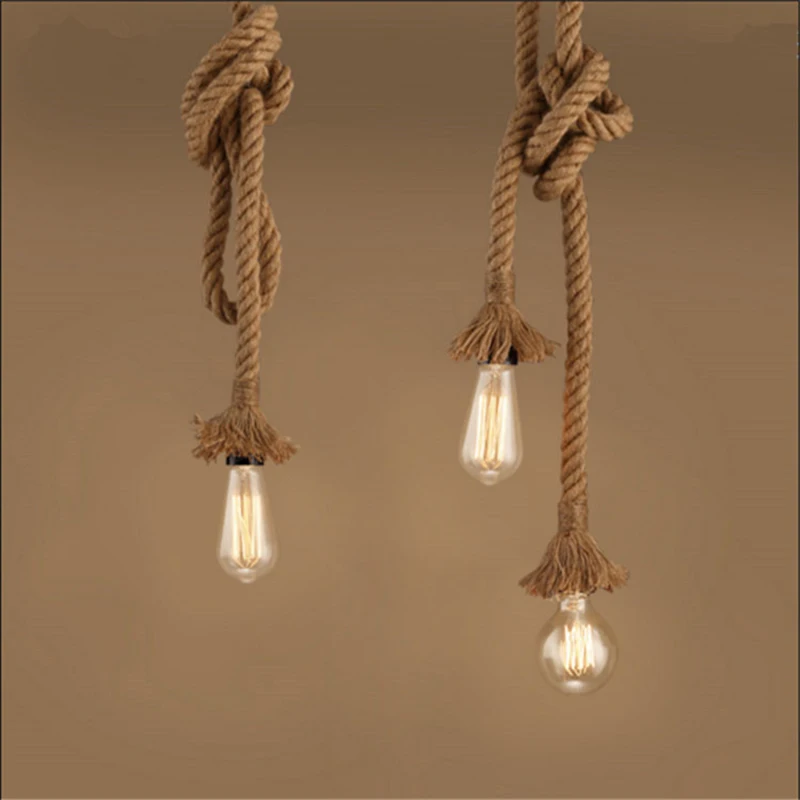 

Vintage Rope Pendant Light Lamp Loft Creative Personality Industrial Retro Lamp Edison Bulb American Style For Living Room