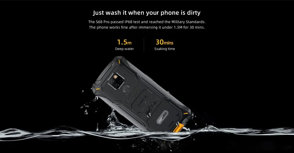 DOOGEE S68 Pro IP68 водонепроницаемый мобильный телефон Helio P70 Восьмиядерный 6 ГБ 128 Гб Беспроводная зарядка NFC 6300 мАч 12V2A зарядка 5,84 дюймов