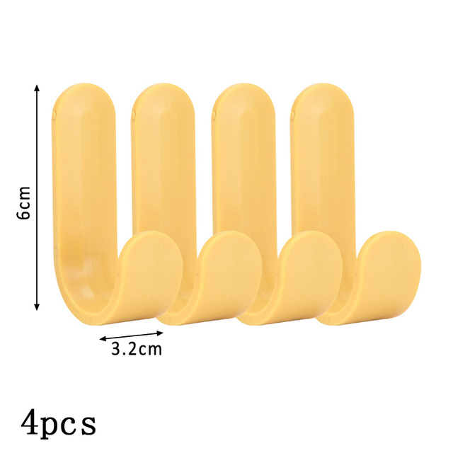 J Shape Self-adhesive Multi Purpose ABS Plastic Home Decoration No Trace Wall Hook Pure Color Nordic Style