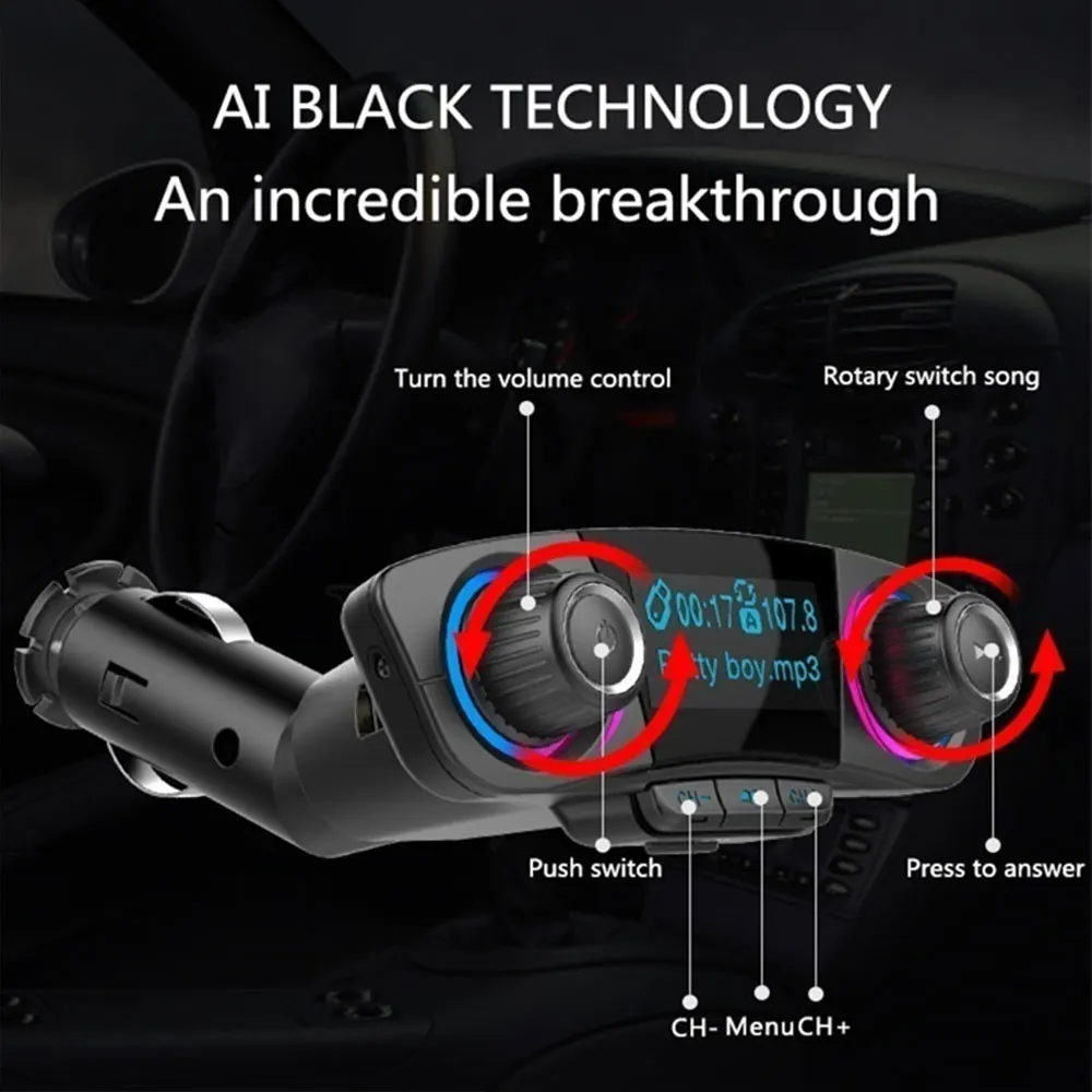 BT06 FM передатчик Aux модулятор беспроводной Bluetooth Handsfree автомобильный комплект 1,3 дюймов Автомобильный аудио mp3-плеер с двумя USB Автомобильное зарядное устройство