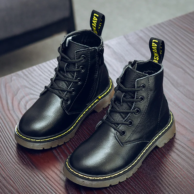 

Girls' Boots 2019 Autumn And Winter New Style British Style Big Boy Genuine Leather Martin Boots Princess Short Boots