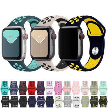 

Sport silicone strap for apple watch band 44mm 40mm 42mm 38mm iwatch series 5/4/3/2/1 bracelet rubber watchband Accessories