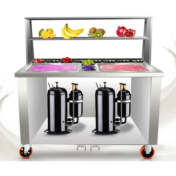 

Stainless steel fried ice cream machine single round pot with six barrels of fried ice cream machine fried yogurt machine 1pc ic