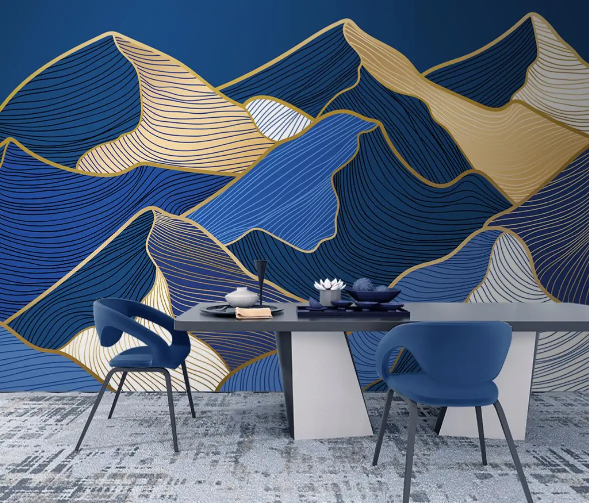 beibehang Custom Plant leaf lapis lazuli blue Mural Wallpaper for Wall Painting Living Room Restaurant Cafe Backdrop Wall Decor