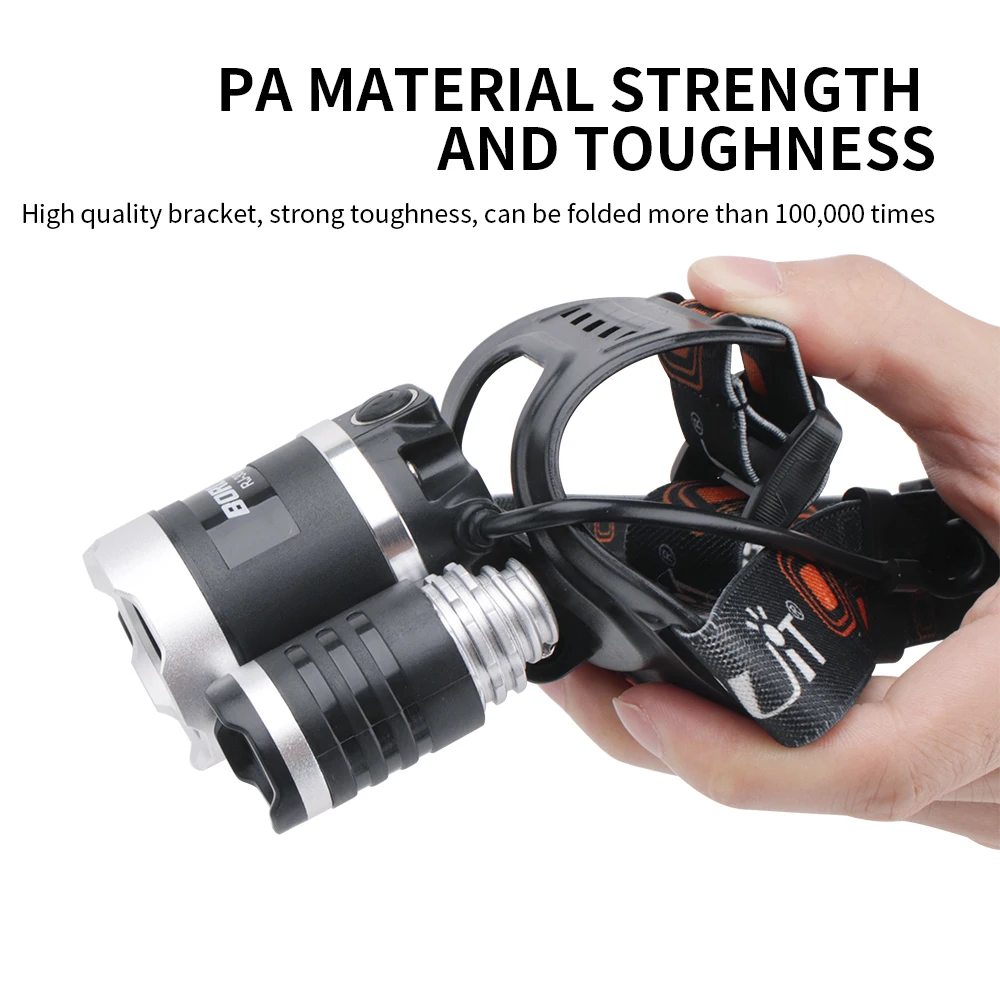 US $13.47 BORUiT RJ3000 XML T6 2XPE Red LED Headlamp 3Mode Waterproof Headlight USB Charger 18650 Head Torch For Camping Hunting
