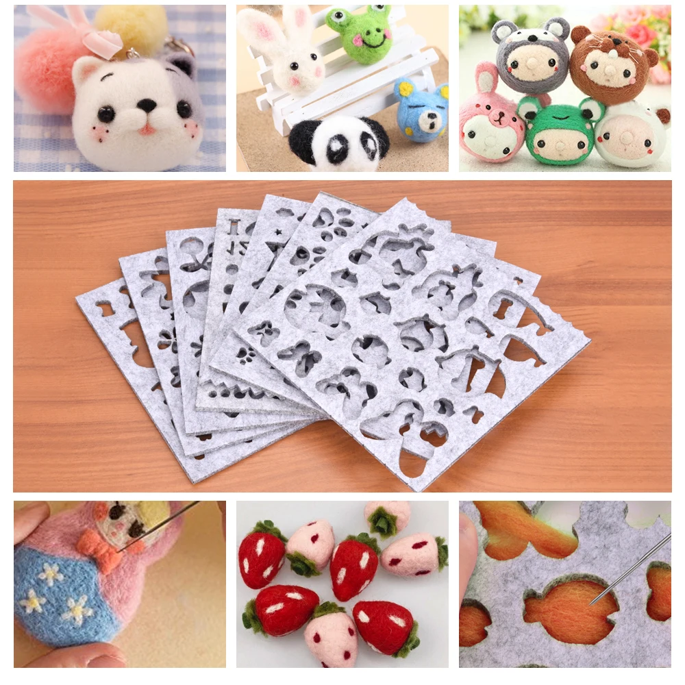 Beginner Creative Wool Felt Mold Needle Felting DIY Craft Stencil Applique Mold Stitch Felt Kit Pattern Needlework Mould Tool
