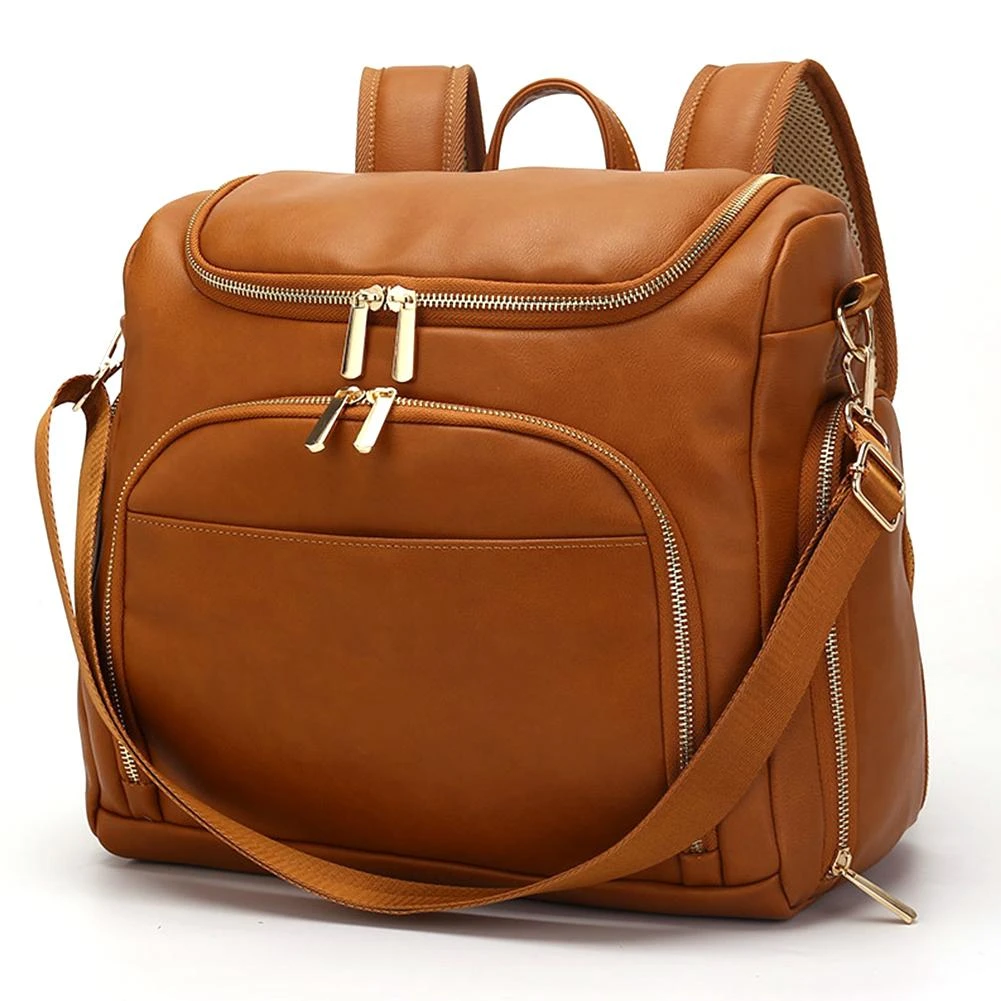 tan leather baby bag