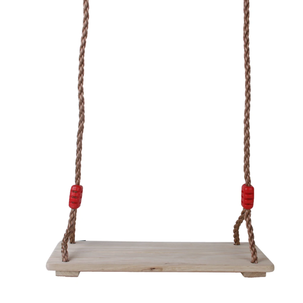 Wooden Swing Seat with Adjustable Rope, Replacement Accessories, Swing Playset for Kids Child Adult Indoor Outdoor Play
