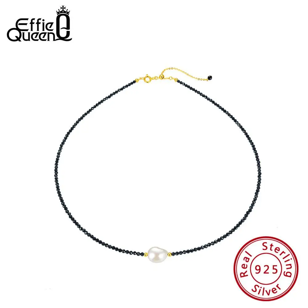 Effie queen 925 пробы, серебряные ожерелья, черная шпинель, драгоценный камень и пресноводный жемчуг, трендовые ювелирные изделия, подарок на свадьбу, TSN157