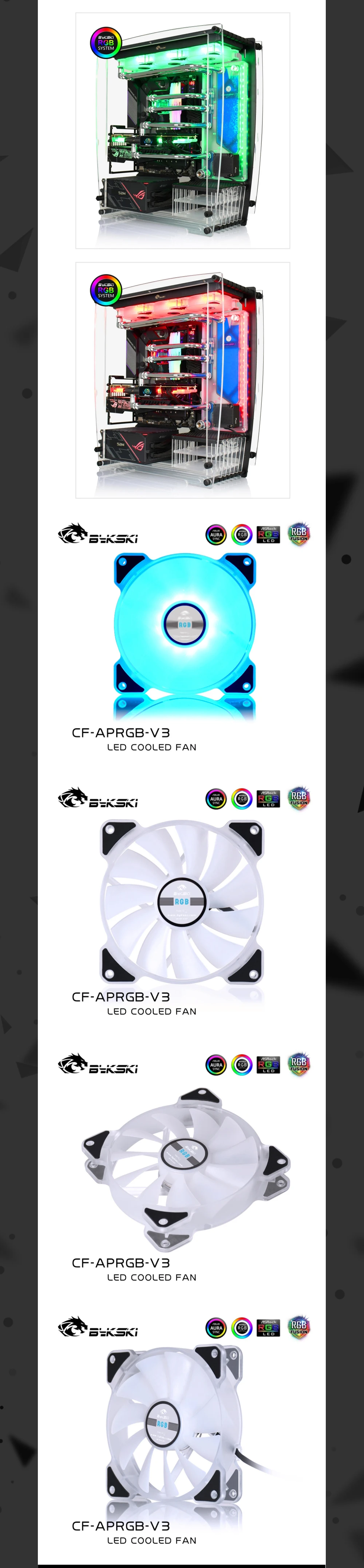 Bykski RGB 12v Computer Fan 120mm Mute Water Cooling Fan For PC Case 120/240/480 Radiator Colorful Cooler For PC Cooling CF-APRGB-V3  