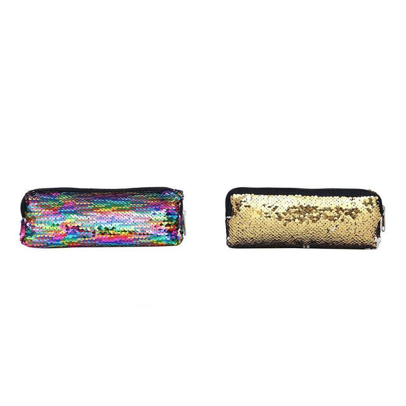 

2PCS Fish Scale Ladies Box School Tools Cosmetic Bags Women Girls Simple Clutch Makeup Pencil Case Students Pencil Case