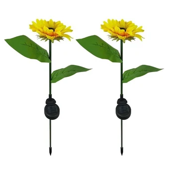 

2Pc Led Solar Sunflower Lantern Outdoor Waterproof Garden Garden Decoration Light Solar Lawn Ground Light