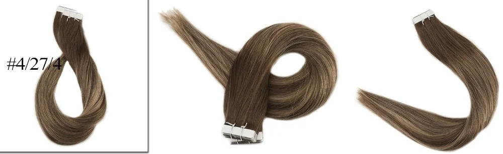 Полный блеск Balayage цвет омбер человеческие волосы на ленте для наращивания 20 шт 50 г блонд коричневый лента для наращивания машина сделано remy