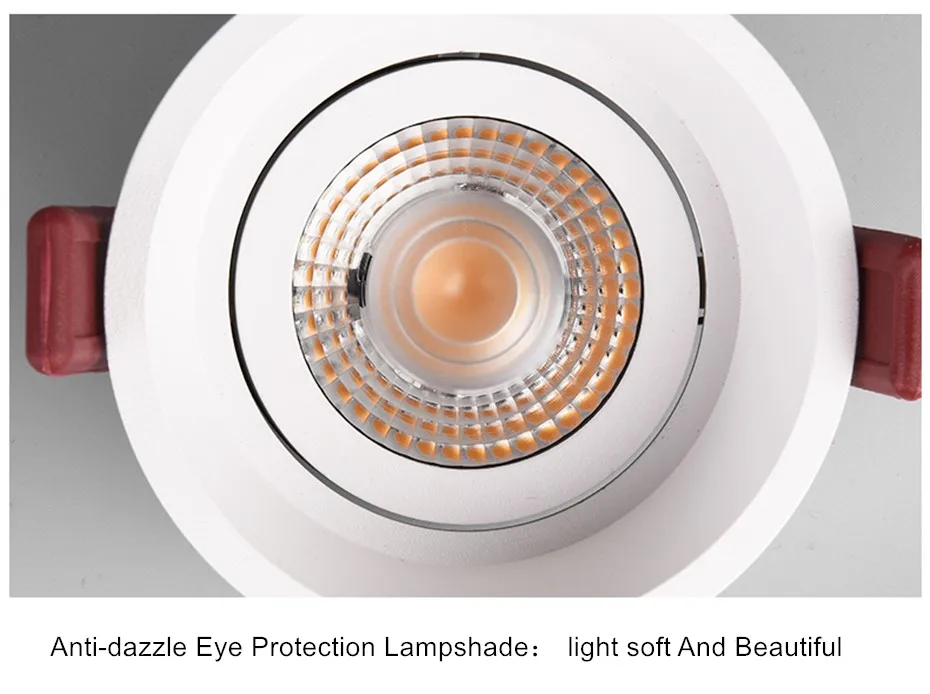 Dimmable LED Spot light 15W 12W Anti-Glare led downlight Angle Adjustable Indoor ceiling lamp Bedroom Kitchen led Recessed light