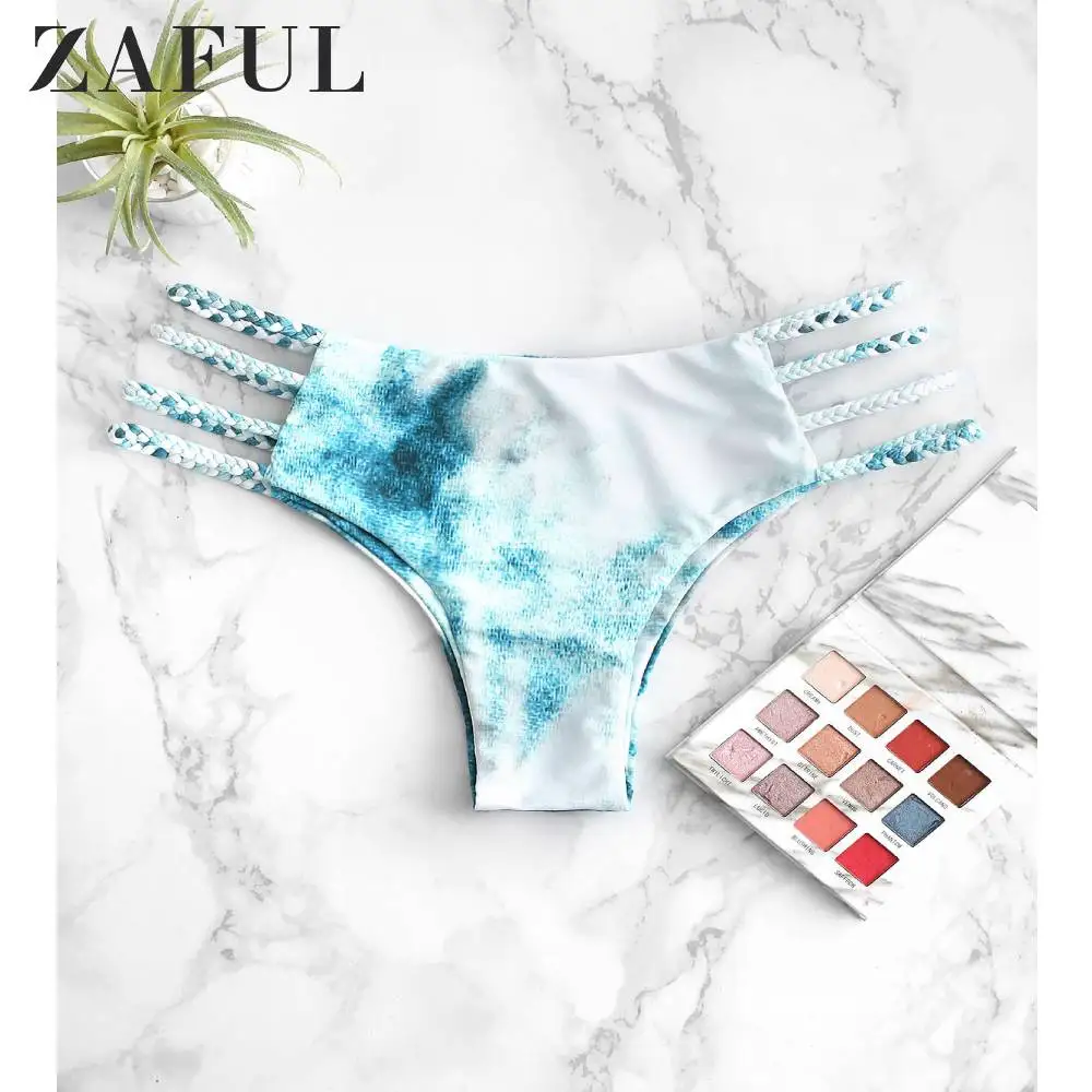 ZAFUL Tie Dye плетеные ремешки лестница срезанные Бикини Низ купальник трусики нижнее