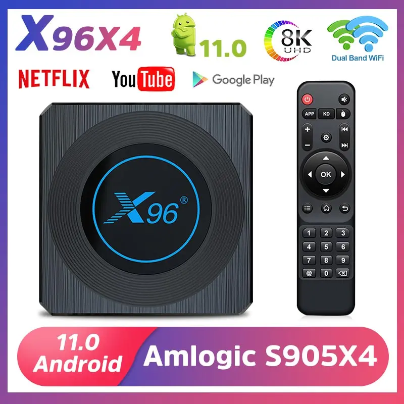 X96 X4 Android 11.0 TV Box 4G64GB/32GB S905X4 BT 4.1 Dual-band Wifi Media Player 8K Smart tv Set-top boxes PK MAX PLUS | Электроника